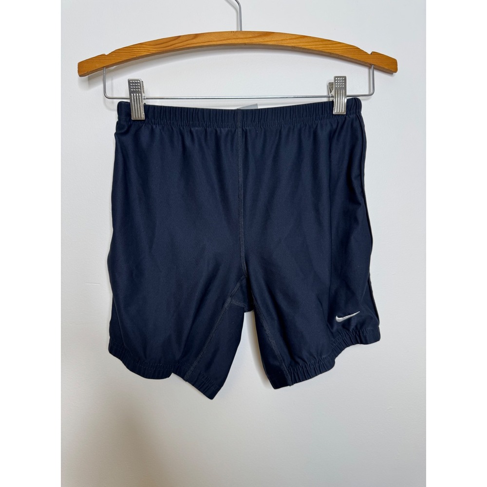 Nike Dri-FIT Running Shorts Womens S Navy Blue Excellent Zipper Pocket Swoosh